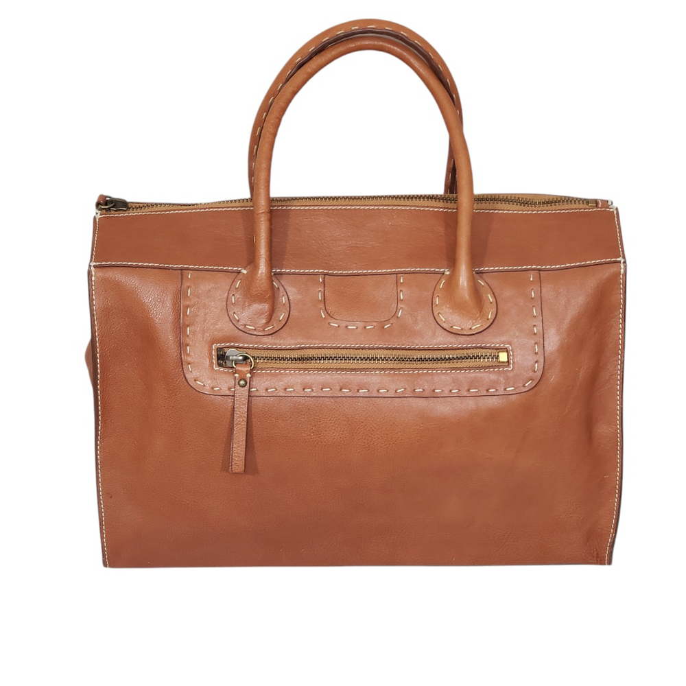 Elegant Brown Leather Tote Bag